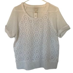 Chico’s Lacy White Top Size Medium = size 8